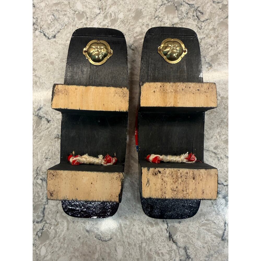 Traditional Japanese Zori Sandals Wood Sole Women's Sz 7 JL - Picture 6 of 9